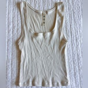 SKIMS Cream Ribbed Scoop Neck Tank Top